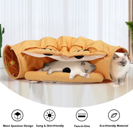 Premium Cat Tunnel Bed - Indoor Hide Training Tunnel with Scratching Ball, Collapsible Pet Toy