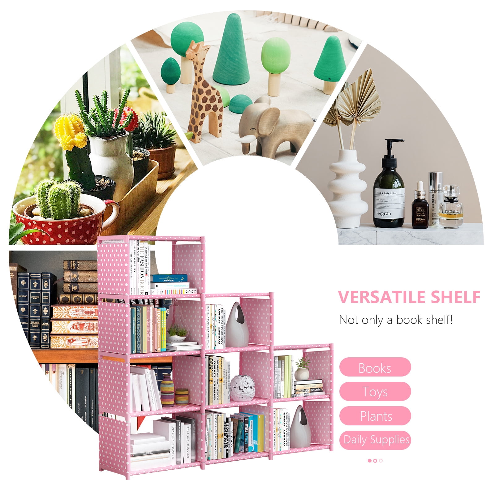 9 Cube Storage Shelf Organizer DIY Bookcase Closet Cabinet for Office Home Bedroom, Pink