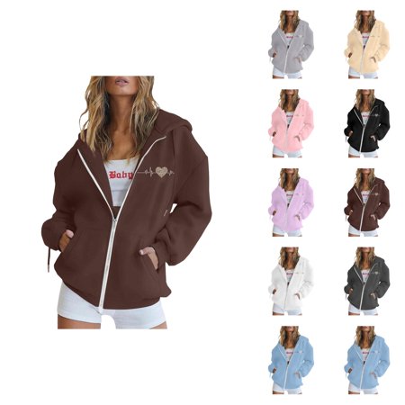 Womens Hoodie Oversized Sweatshirt Cropped Hoodie Zip Up Hoodie Women Casual Fashion Women&rsquo;s Hoodies And Sweatshirts &ndash; Casual Zipper Long Sleeve Pocket Drawstring Sports Hoodie For Everyday Wear