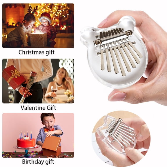 JGJJUGN Crystal Transparent Thumb Piano, 8-Tone Kalimba Finger Piano, Mini Acrylic Musical Instrument, Portable Thumb Harp with Clear Sound, Ergonomic Design, Great for All Ages, Gift Idea