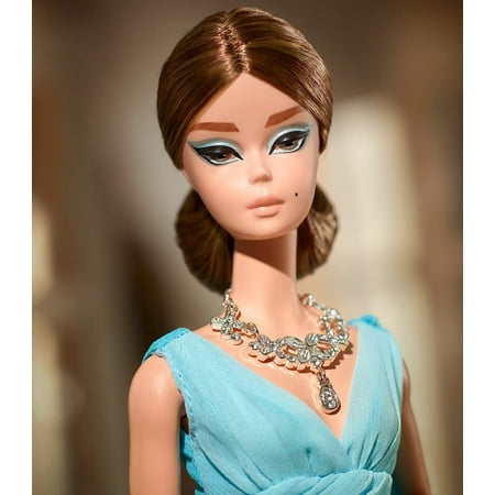 Barbie Fashion Model Collection Blue Chiffon Ball Gown Barbie Doll