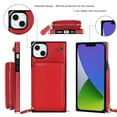 thumbnail image 5 of iPhone 15 Crossbody Wallet Case, Zipper Pocket Phone Case Cross Body Strap with RFID Blocking Carring Bag Credit Card Premium Leather Kickstand Shockproof Case For iPhone 15, Red, 5 of 9