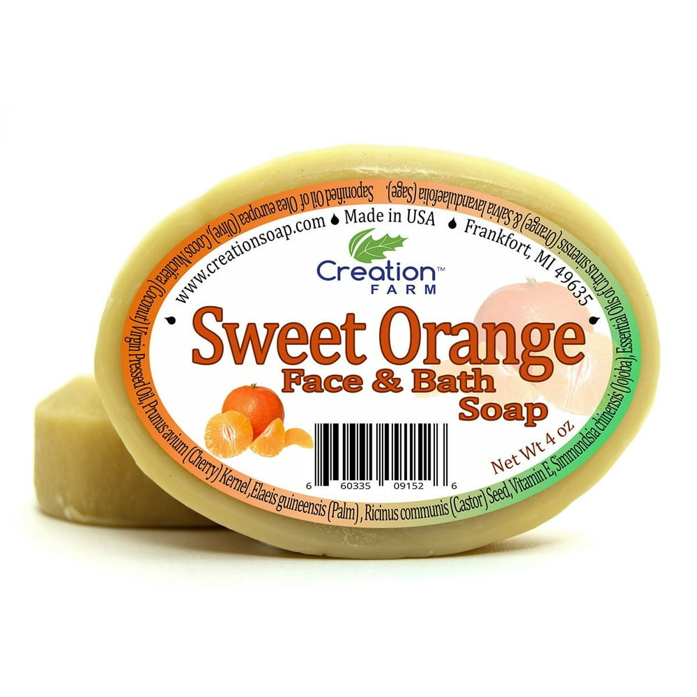 Handmade Sweet Orange Soap Moisturizing 100 Pure Botanical Soap 8 oz