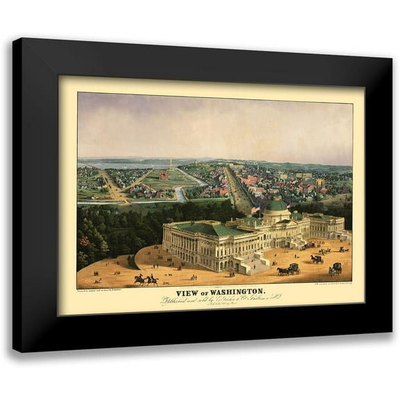 Sachese 14x11 Black Modern Framed Museum Art Print Titled - Washington DC - Sachese 1852
