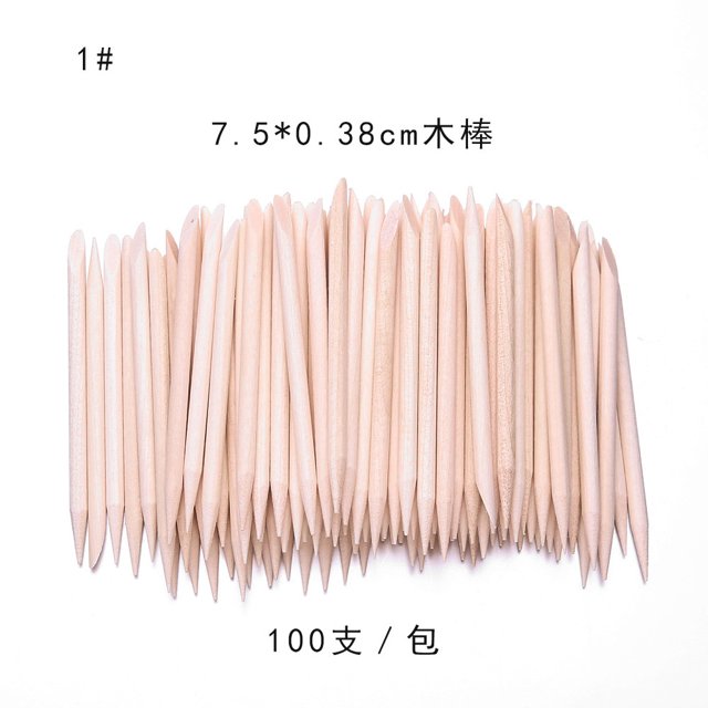 Herramientas para uñas Palitos de naranja Palitos de madera Piel muerta Empujador Palitos de naranja de doble cabeza de 11,4 cm 100 bolsas Palitos de punta para taladro