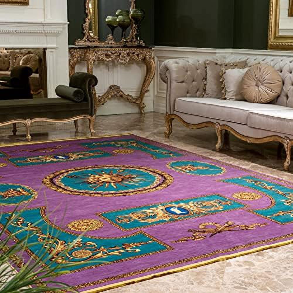 Vintage Medallion Area Rugs with Non-Slip Backing Non-Shedding Floor Mat  Throw C - Helia Beer Co