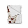thumbnail image 2 of Chihuahua Soft Flannel Fleece Throw Blanket, Sketchy Drawing of Puppy with Funny Hat and Pullover Pet Cartoon, Cozy Plush for Indoor and Outdoor Use, 50" x 60", Dark Rust Dusk and White, by Ambesonne, 2 of 6