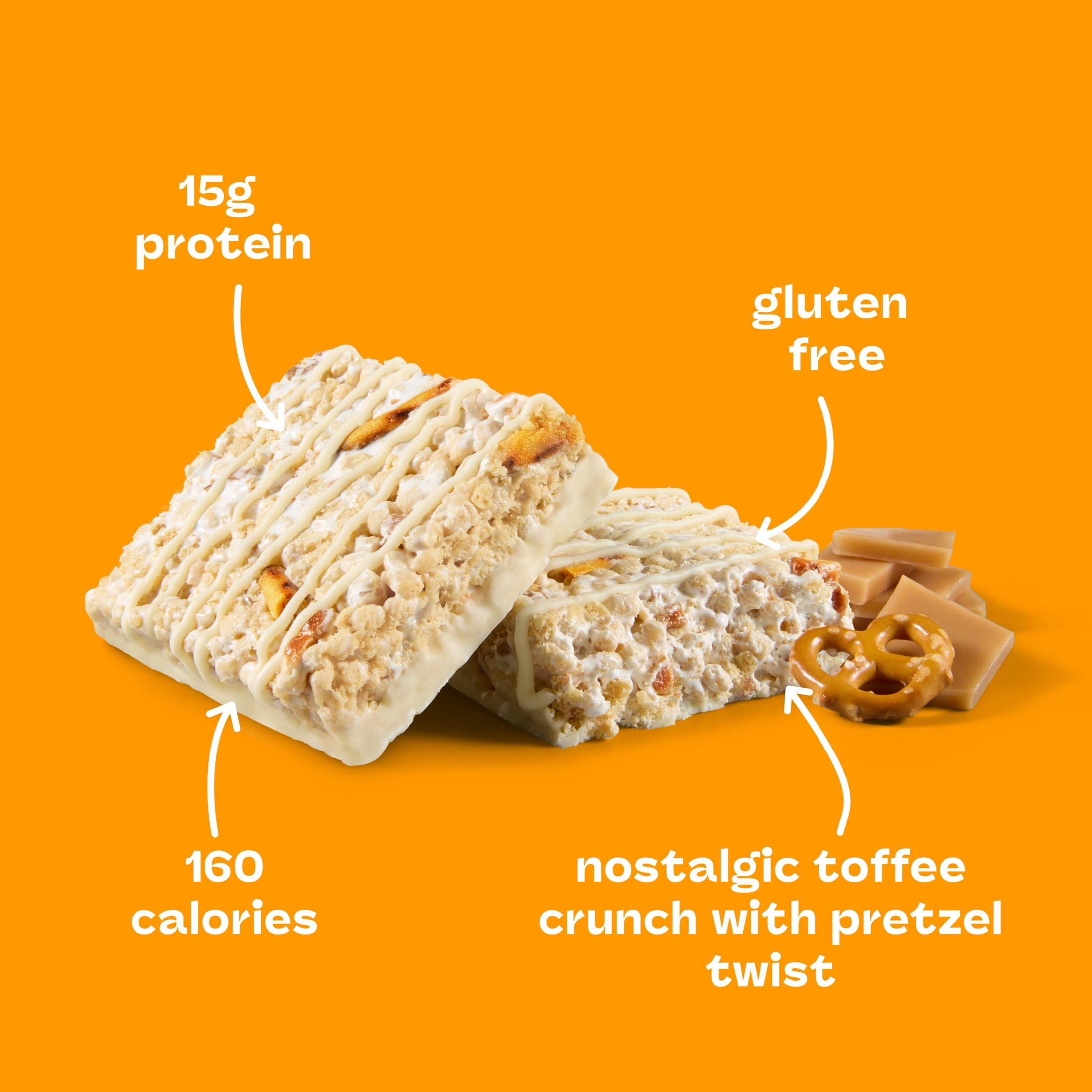 think! High Protein Crispy Squares, Toffee Pretzel Crunch, 4 Count