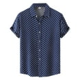 thumbnail image 2 of Mens Shirts Short Sleeve Polka Dot Daily Lapel Casual Summer Shirt Navy L, 2 of 7