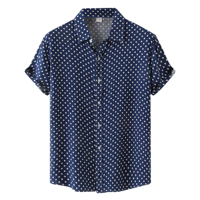 BOBOGOJP Chemises d'Été pour Hommes en Coton Coupe Régulière Manches Courtes, Marine 3TG