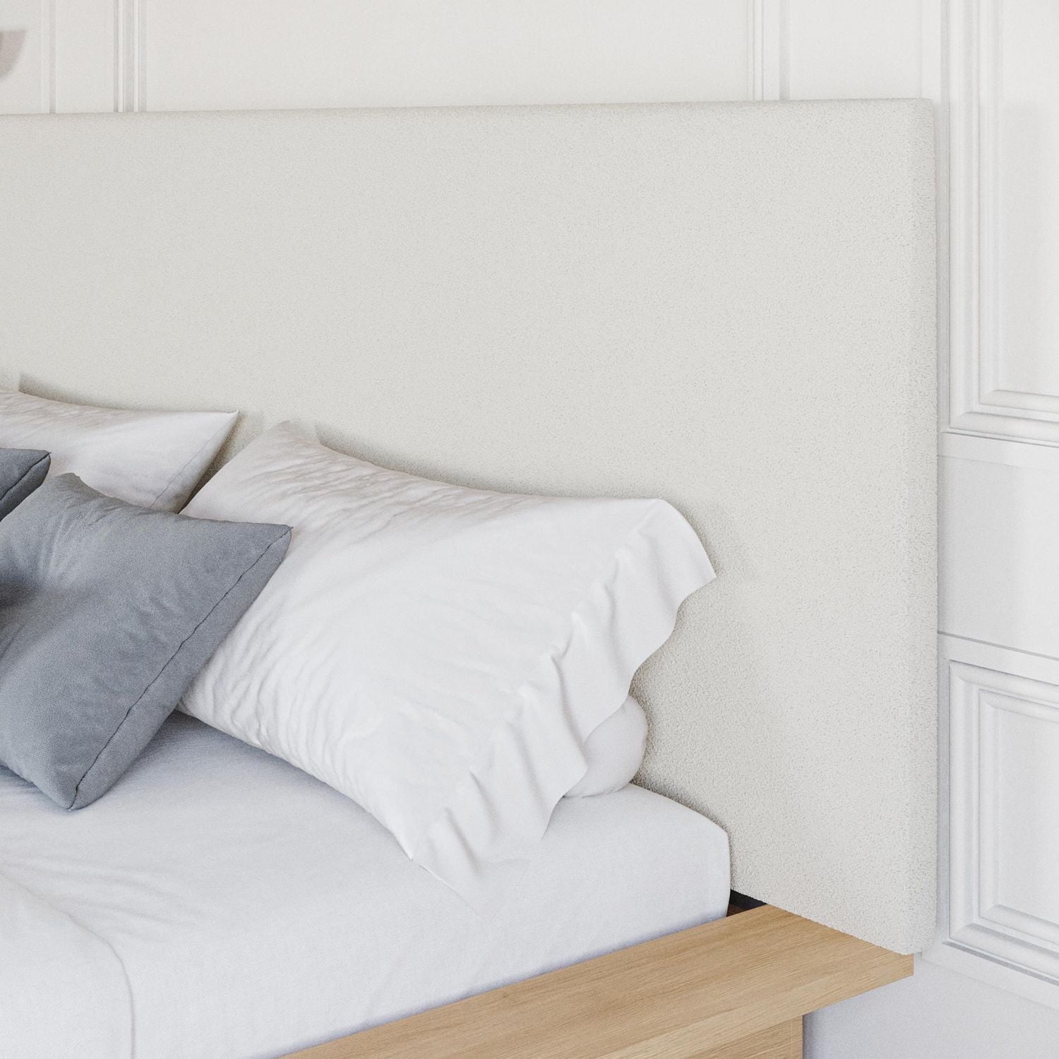 Jane Queen Size Platform Bed with Upholstered Headboard