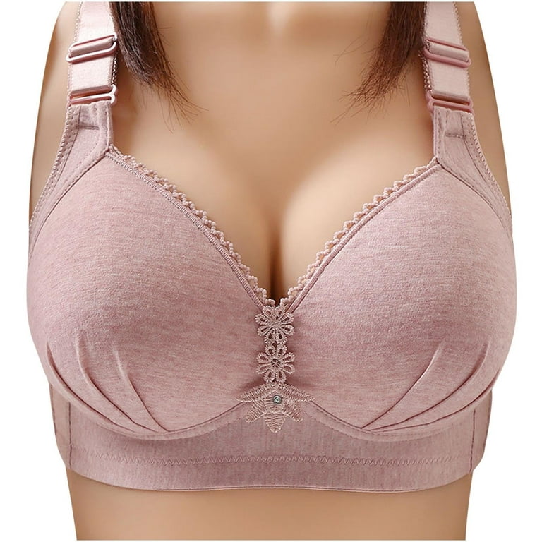 YWDJ Push up Bras for Women Closure in Back Comfortable Bras Wirefree Sexy  Bras Wide Strap Full Coverage Wrap Sleep Bras Padded Plus Size Comfort Bras  Solid Comfy Bras Pink 42/95 