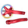 thumbnail image 3 of Juego de bielas de una sola velocidad de aleación de aluminio de 36T con brazo de manivela integrado rojo para bicicletas, 3 of 8