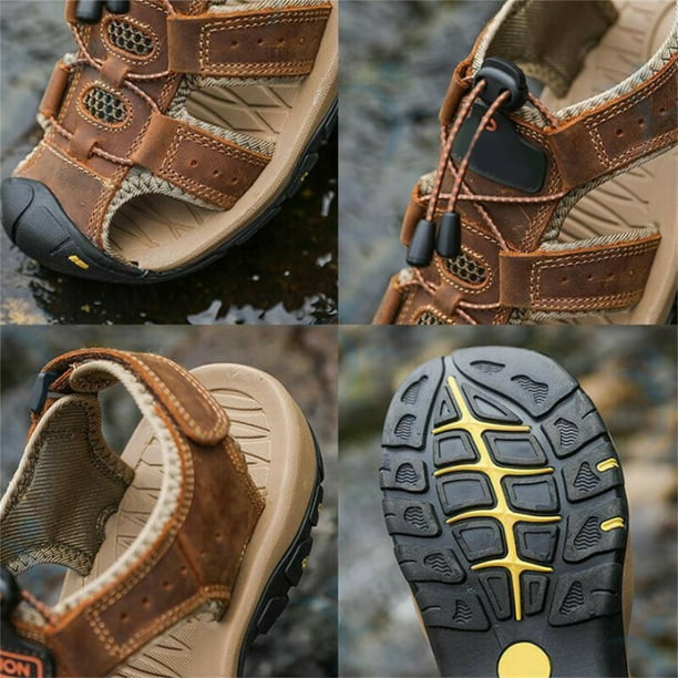 Sandales Cuir Homme Décontractées - Chaussures Plage Randonnée Imperméables Avec Sangle