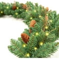 thumbnail image 5 of Christmas Garland with Lights, 9 Foot Lighted Artificial Garland, Adorned with Pine Cones, Red Berry Clusters, Warm LED Lights, Christmas Decoration for Indoor Front Door, Porch, Xmas New Year Decor, 5 of 9