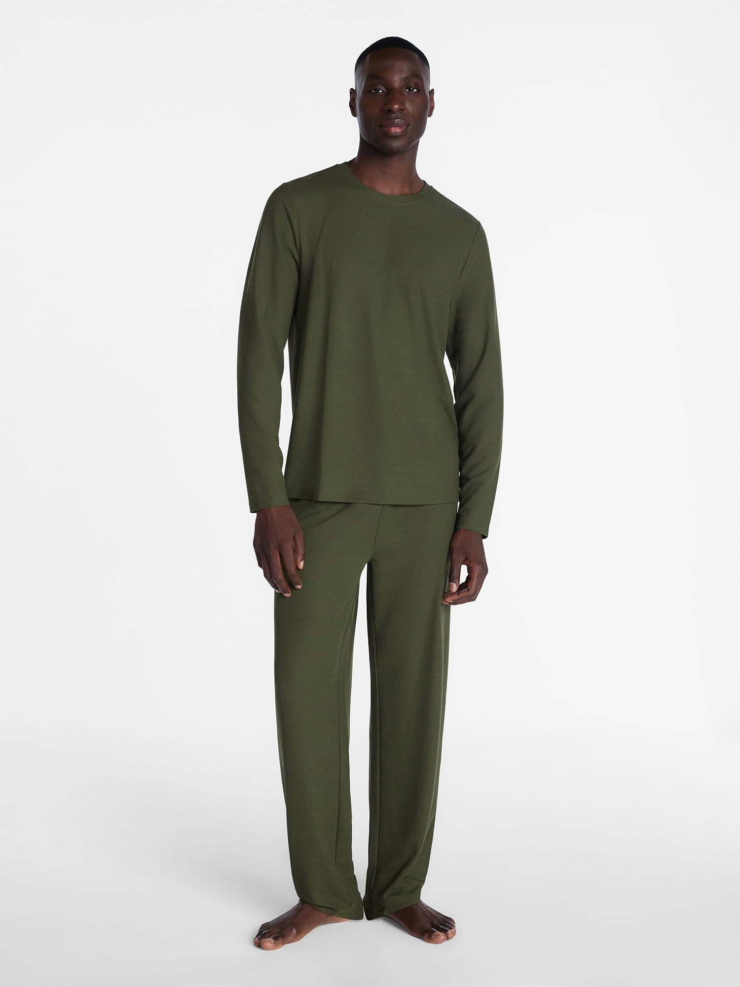 George Men's Waffle Knit Sleep Tee with Long Sleeves, Sizes XS-3XL