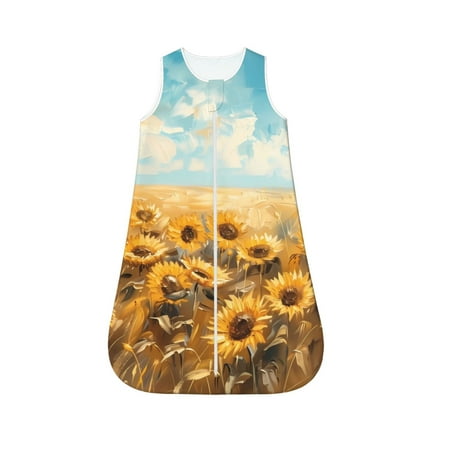 

Honeii Sunflower Field Bliss Print Unisex Babies Sleepbag Wearable Blanket Baby Sleeveless Sleeping Bag-Medium