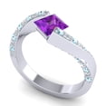 thumbnail image 2 of 1.25 Carat Sparkle Princess Cut Amethyst & Aquamarine Gemstone Engagement Ring for Ladies Solid 18K White Gold Size 10.5 by Diamond-Capitals, 2 of 8