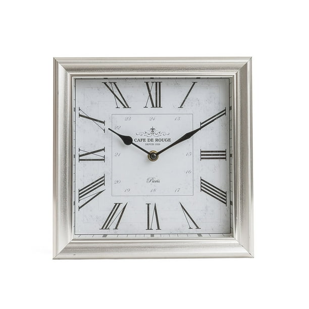 Patton Wall Decor 10" Brushed Silver Roman Numeral Square Tabletop