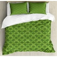 thumbnail image 1 of Mandala Duvet Cover Set King Size, Floral Circles Overlapping Arabesque Symmetrical Design Curlicues Swirls Leaves, Decorative 3 Piece Bedding Set with 2 Pillow Shams, Green Yellow, by Ambesonne, 1 of 3