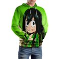 thumbnail image 5 of Boku no Hero Academia Tsuyu Asui Hoodies for Men Women 3D Print Pullover Novelty Hooded Sweatshirt Hoodies with Big Pockets S, 5 of 7