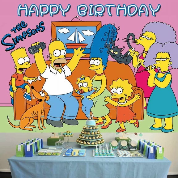 Simpsons Backdrop Banner Party Supplies Background for Photography Kids Birthday Decorations