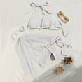 thumbnail image 2 of IYYVV Women'S 3 Piece Swimsuit Fishnet Halter Triangle String Bikini Set Bathing Suit With Tie Side Cover Up Beach Skirt White L, 2 of 4