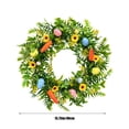 thumbnail image 3 of Easter Plastic Wreath for Front Door with Colored Eggs and Carrots Spring Holiday Decorations Indoor Outdoor Home Decor for Patio Porch Wall(Green), 3 of 9