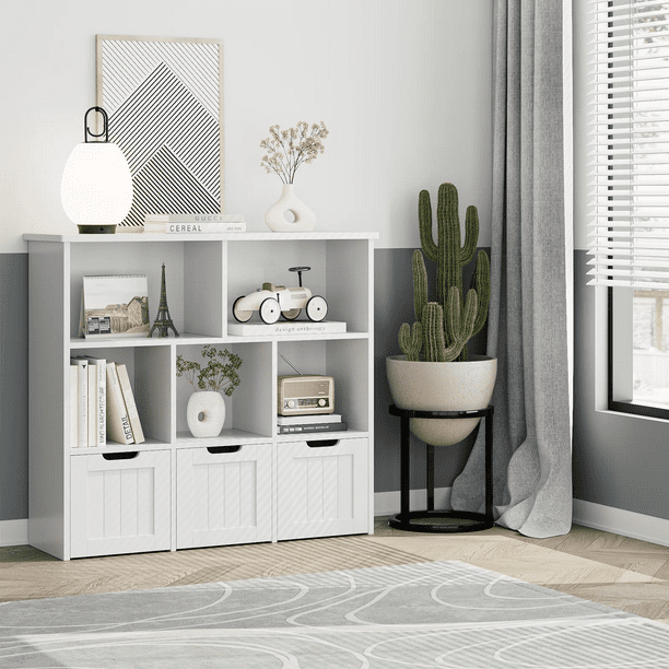 Homfa Toy Storage Organizer with 3 Movable Drawers, 5 Cube Kids