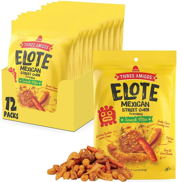 Three Amigos Elote Mexican Street Gourmet Roasted Corn Snack Mix  oz 12  Pack 