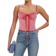 thumbnail image 2 of Women'S Summer Polka Dots Camis Top Ruched Tie Front Spaghetti Strap Going Out Tops Red S, 2 of 8