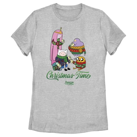 Women's Adventure Time Christmas Time  Graphic Tee Athletic Heather Small