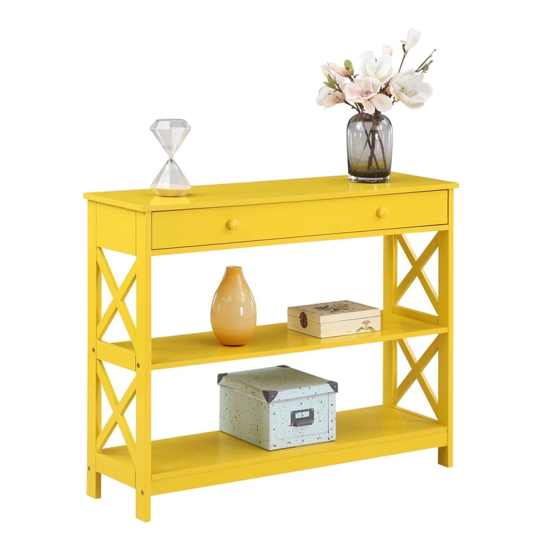 Convenience Concepts Oxford 39.5 In. L Cherry And Black 31.5 In. H Rectangle MDF Console Table With Drawer S20 240
