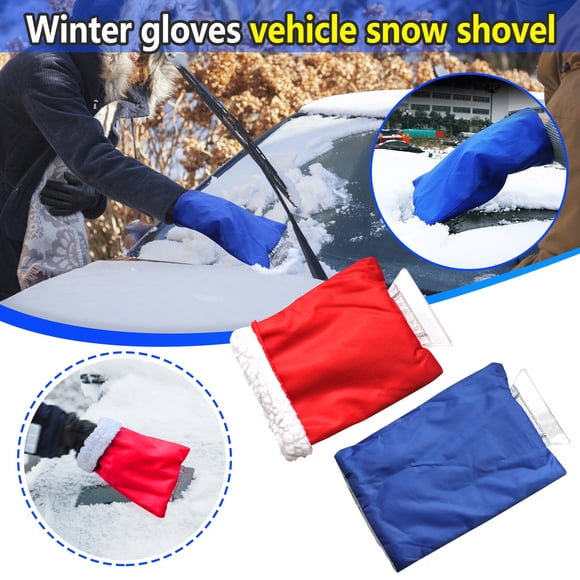 Xihbxyly Guantes de Invierno para Raspar Hielo, Manoplas con Forro Grueso, Cepillo de Nieve de Plástico Resistente, Eliminación Eficiente de Escarcha, Limpieza de Parabrisas, Solución para Clima Frío