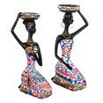 thumbnail image 1 of 2 piezas escultura africana mujer niñas Tribal figurita estatua decoración candebro pieza de muñecas adornos Rosa sentada Sunnimix Figura candelabro, 1 of 8