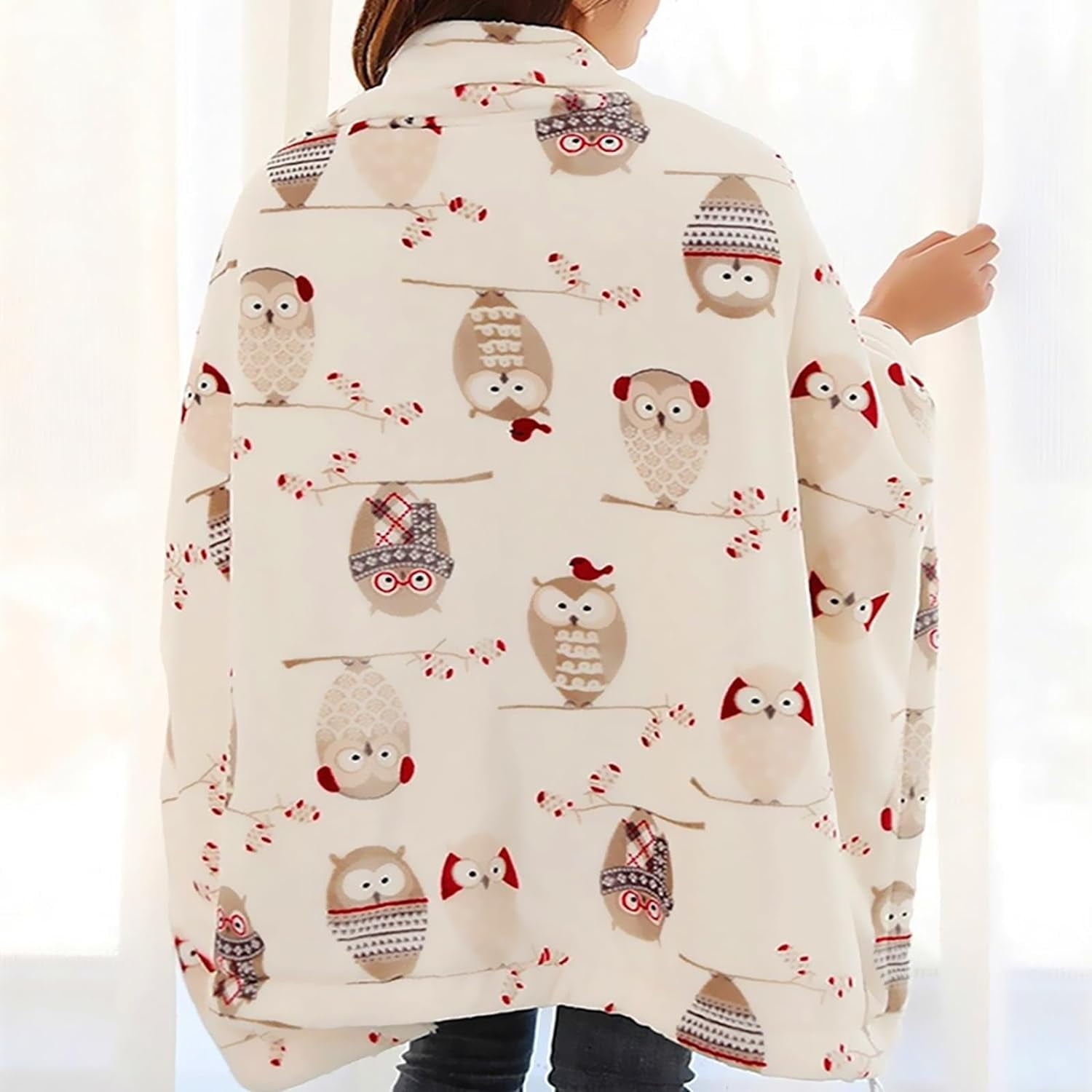 Levinis Owl Sherpa Bed Blanket King Size 90''×108''- Ultra Soft Cozy Flannel Fleece Blanket for Bed/Couch/Sofa/Office, Great Gift for Women's Day,Mother's Day,Father's Day,Thanksgiving,Christmas