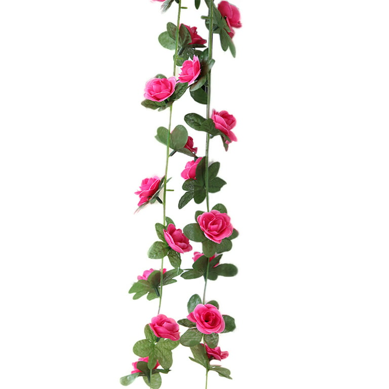 Fake Rose Vine Flowers Plants 4 Pack 32.2 FT Artificial Flower Hanging Rose  Ivy Home Hotel Office Wedding Party Garden Craft Art Decor (Red)