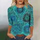 thumbnail image 4 of 3/4 Manga Túnica Tops para las Mujeres Casual Suelto Impreso Blusa, Cuello Redondo Suéter Camisa para el Uso Diario Del Hogar, 4 of 4