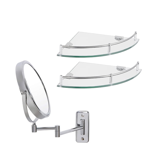 Esatto® Espejo Pared 20 Cms Lupa Y 2 Repisas Vidrio Kit Bel