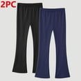thumbnail image 2 of Taqqpue 2 Pack Girl Flare Leggings Bell Bottom Pants Mid Waist Soft Stretch Casual Pants for Kids Teen Girl School 3-14 Years, 2 of 2