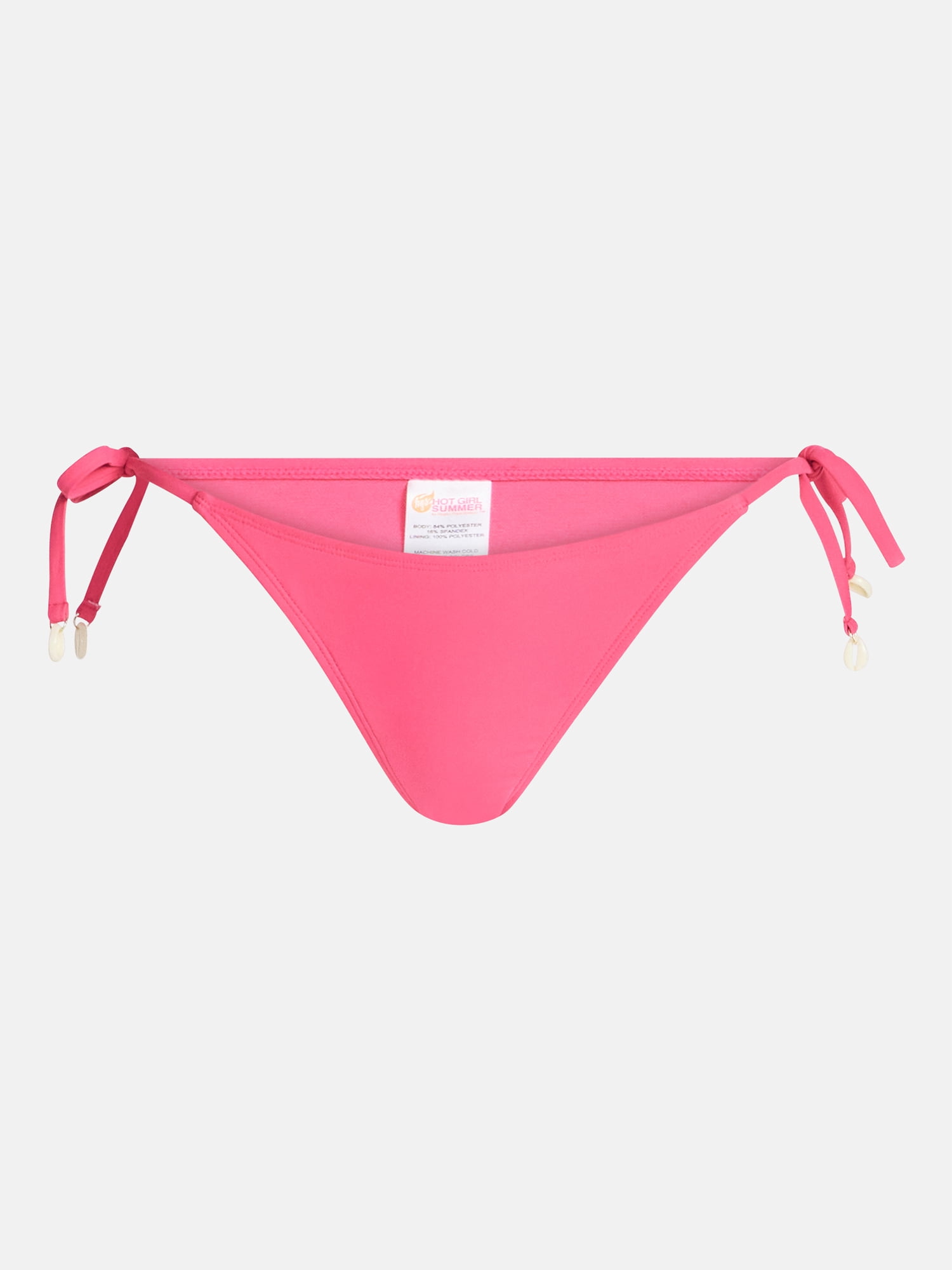 Hot Girl Summer by Megan Thee Stallion Women's and Women's Plus Bubblegum Hottie Side Tie Shell Bikini Bottoms, Sizes XS-3X