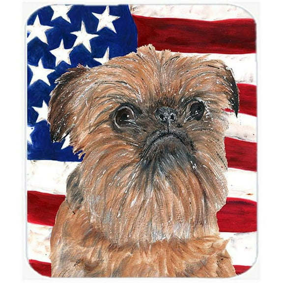 7.75 x 9.25 In. Brussels Griffon USA American Flag Mouse Pad, Hot Pad or Trivet