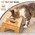thumbnail image 4 of Cuenco de comida para gatos Woodever Elevated 3 de acero inoxidable con soporte, 4 of 7