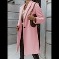 thumbnail image 4 of Abrigo de Guisante para Mujer, con Solapa y un Solo Botón, Cortavientos, Holgado, Informal, de Longitud Media, para Otoño e Invierno. Rosa XXL, 4 of 7