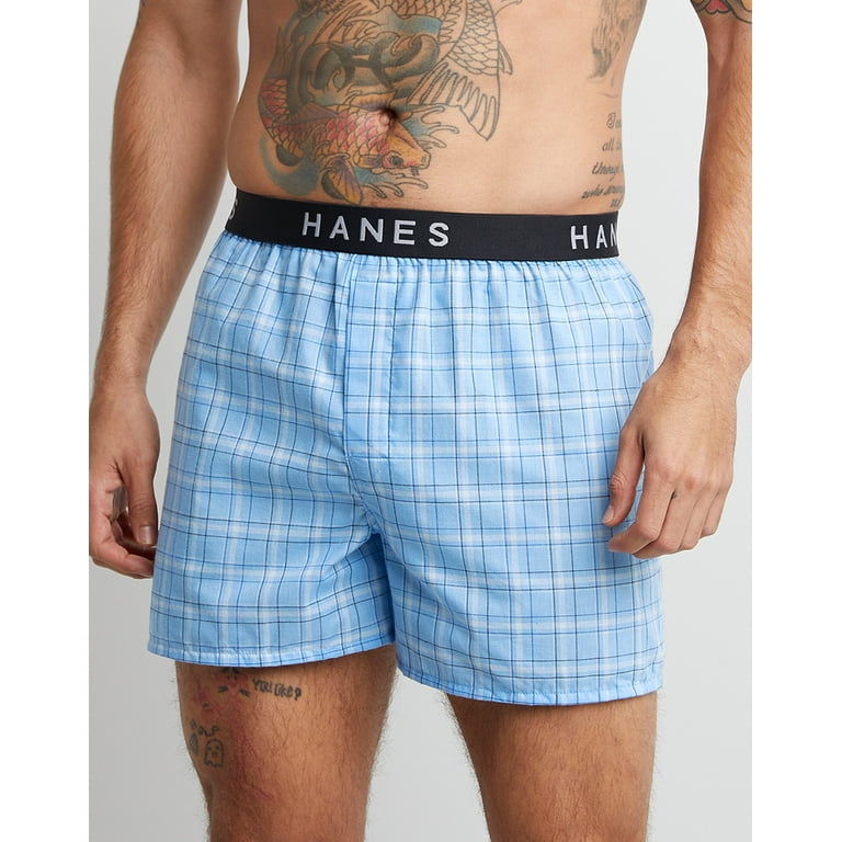 Hanes Ultimate Men's Boxer Underwear, Moisture-Wicking, 5-Pack Black/Blue  2XL