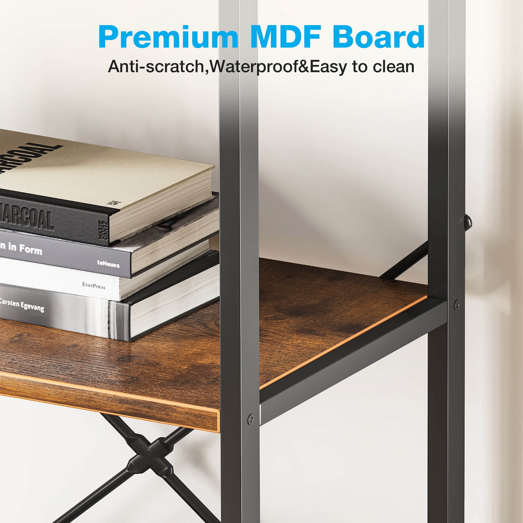 Casacomoda Book Shelf Set of 2, 6 Tier Bookcase, Storage Shelf, Industrial Bookcase for CDs, Photos, Books, Modern Bookshelf for Home Office, Living Room, Kitchen, Bedroom, Rust Brown