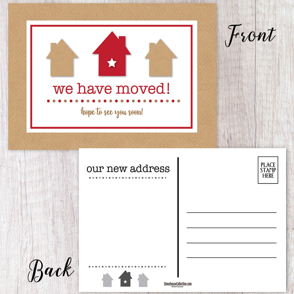 MOVING ANNOUNCEMENTS-Set of 30-Change of address postcards 086CA-30 We've Moved! 