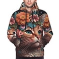 thumbnail image 2 of Bingfone Flower Crown Cat Men's Drawstring Hoodie Long Sleeve Pocket Sweatshirts-X-Large, 2 of 6