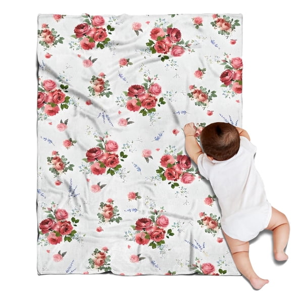 Pioneer Flower Floral Print Pattern Blanket,Comfortable Soft Flannel Throw Blanket,All Season,Warm Lightweight Blankets for Sofa Bed Couch Living Room Chair,30"x40"
