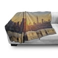 thumbnail image 3 of City Soft Flannel Fleece Throw Blanket, Tranquil Sunrise at Midtown Manhattan United States NYC Waterfront America, Cozy Plush for Indoor and Outdoor Use, 50" x 60", Pale Blue Peach Tan, by Ambesonne, 3 of 6
